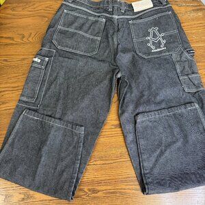 Akademiks Gene Research A-101,Y2K Hip Hop Street Jeans Black‎ Denim 38x31